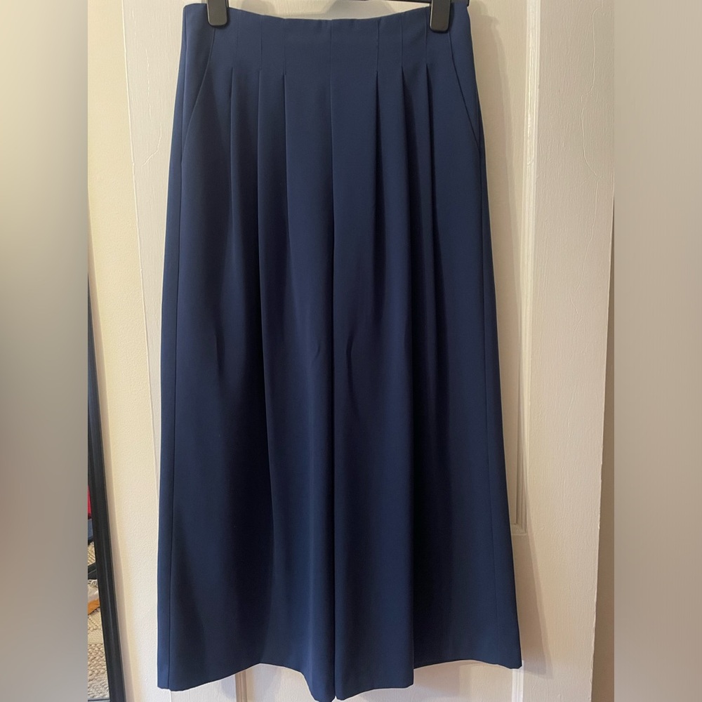 Topshop Wide Leg Navy Trousers